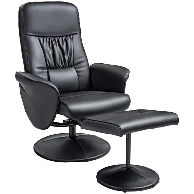 HOMCOM sprostitveni naslonjač kovina, umetno usnje 81D x 76Š x 101V cm Črna