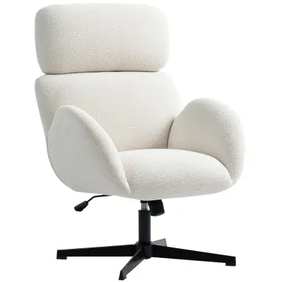 HOMCOM pisarniški stol poliester, jeklo 68D x 67Š x 103–113V cm Krem bela