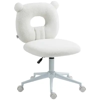 HOMCOM pisarniški stol poliester, jeklo 50D x 56Š x 80–90V cm Bela