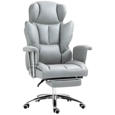 HOMCOM pisarniški stol mikrovlakno blago, pena 74D x 65Š x 120 128V cm Svetlo siv