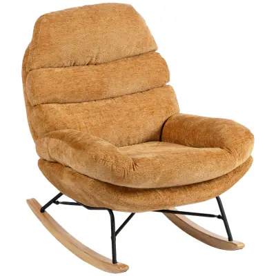 HOMCOM zibajoči stol poliester, jeklo 103D x 80Š x 91V cm Rumena
