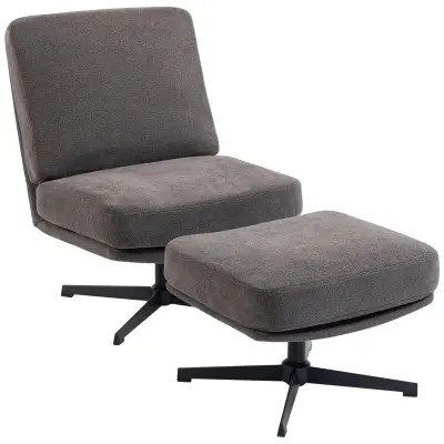 HOMCOM naslonjač s stolčkom poliester 91D x 68Š x 93V cm Temno siva