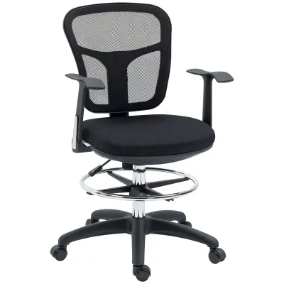 Vinsetto pisarniški stol mreža (100% poliester), jeklo 59D x 59Š x 95–115V cm Črna