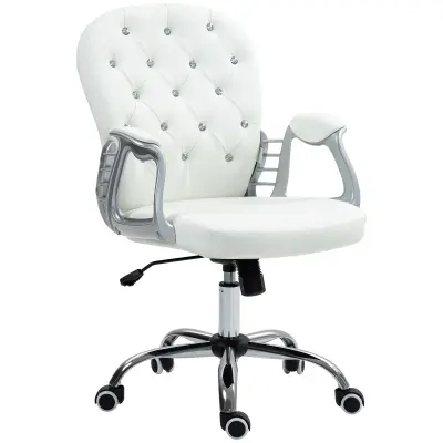 Vinsetto pisarniški stol umetno usnje, jeklo D59,5 x Š60,5 x V93–103 cm Bela