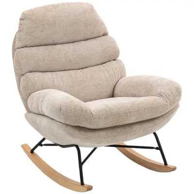 HOMCOM zibajoči stol poliester, jeklo 103D x 80Š x 91V cm Krem bela