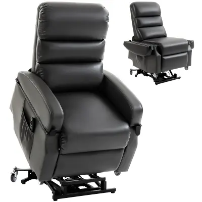 HOMCOM televizijski naslonjač umetno usnje, pena 98D x 78Š x 110V cm Temno siva