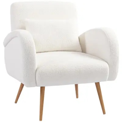 HOMCOM počivalni naslonjač poliester, kovina 77D x 77Š x 83V cm Krem bela