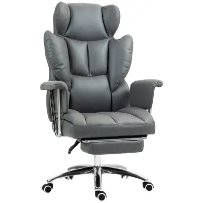 HOMCOM pisarniški stol mikrovlakno blago, pena 74D x 65Š x 120 128V cm Temno siv