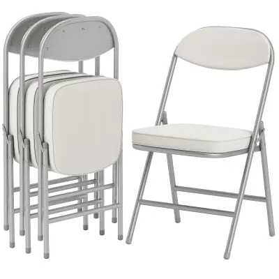 HOMCOM zložljivi stol poliester, jeklo 48,5D x 45Š x 82V cm Krem bela