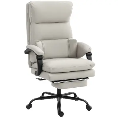 HOMCOM pisarniški stol umetno usnje, jeklo 66D x 60Š x 113 121V cm Svetlo siv