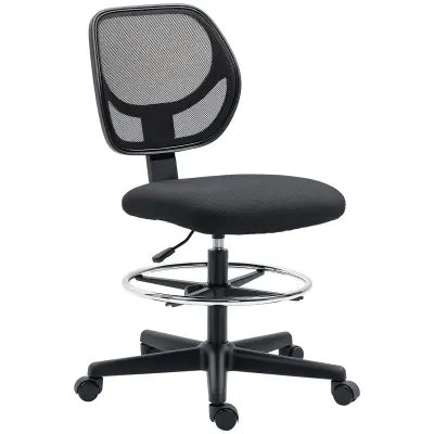 Vinsetto risalni stol mrežasta tkanina, pena, večplastna plošča 59D x 61Š x 93–113V cm Črna