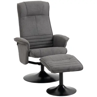 HOMCOM sprostitveni naslonjač z nogostolčkom poliester, jeklo 69D x 71Š x 104V cm Temno siva