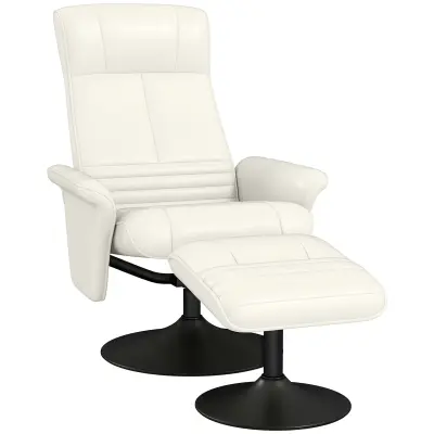 HOMCOM sprostitveni naslonjač z nogostolčkom poliester, jeklo 69D x 71Š x 104V cm Krem bela