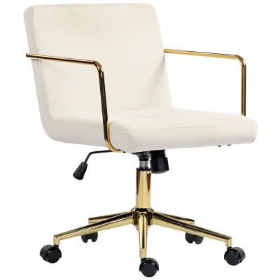 HOMCOM pisalni stol poliester, jeklo 64D x 57Š x 80–90V cm Krem bela