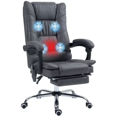 Vinsetto masažni pisarniški stol mikrovlakno 64D x 70Š x 110 118V cm Temno siv