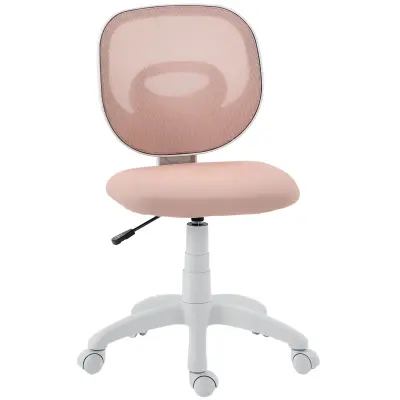 HOMCOM pisarniški stol poliester, umetna masa 59,5D x 53Š x 81 89V cm Roza