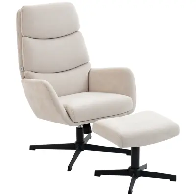 HOMCOM sprostitveni naslonjač s stolčkom poliester, kovina 75D x 66Š x 99V cm Bež