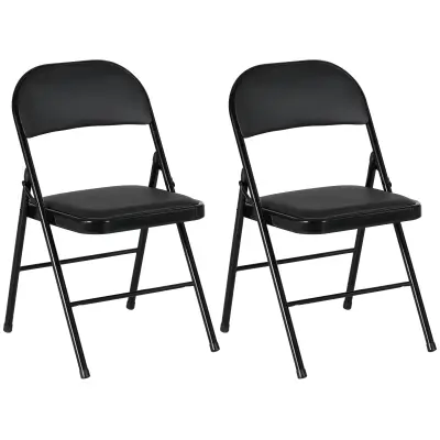 HOMCOM zložljivi stoli umetno usnje, jeklo 45D x 46Š x 78V cm Črna
