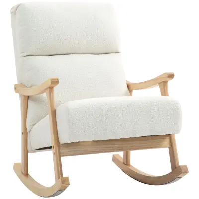 HOMCOM zibajoči stol poliester, pena 65D x 90Š x 98V cm Krem bela