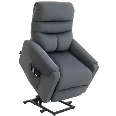 HOMCOM naslonjač za vstajanje poliesterska tkanina, kovina 83Š x 93G x 110V cm Temno siva