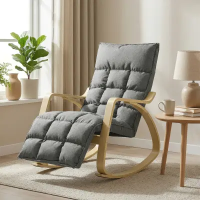 HOMCOM zibajoči stol poliester 67Š x 106–123G x 92V cm Siva