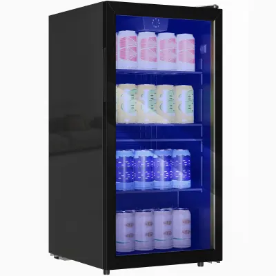 HOMCOM Hladilnik za pijačo jeklo, steklo 47,2D x 43,7Š x 83,3V cm Črna