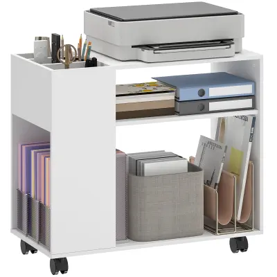 HOMCOM stojalo za tiskalnik iverna plošča 70D x 34Š x 60V cm Bel