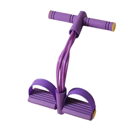 6-Cevni Trak za Upor z Nožnimi Pedali – Vadba za Trebuh in Jedro, Joga in Fitnes za Domačo Telovadnico Purple