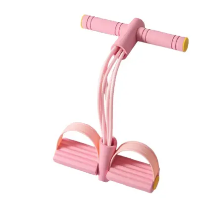 6-Cevni Trak za Upor z Nožnimi Pedali – Vadba za Trebuh in Jedro, Joga in Fitnes za Domačo Telovadnico Pink
