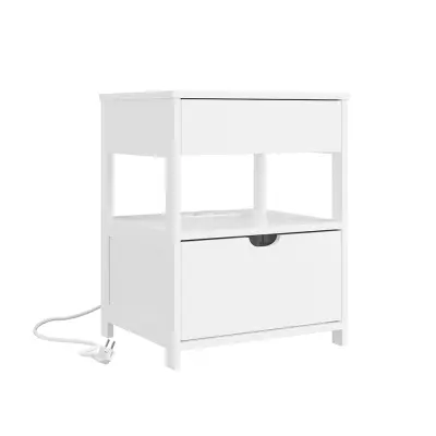 Nočna omarica s predali Bela 45x38x55.5cm FRG258-II-E-W