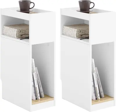 Nočni stolček Polica Barva Bela Rjava 35x20x60cm FBT171-WNx2