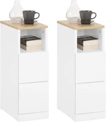 Nočni stolček 2 predala Bela Les 35x20x60cm FBT149-WNx2