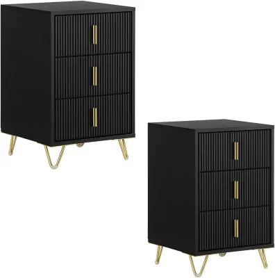 Nočna omarica s 3 predali Črna 40x36x63cm FBT115-L-SCHx2