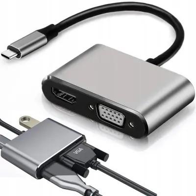 Adapter USB-C na HDMI 4K VGA hub USB 3.0 USB-C napajalnik