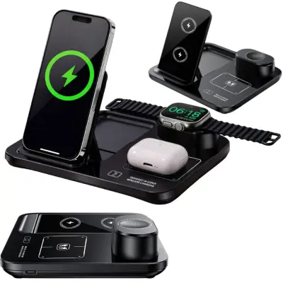 3v1 hitri brezžični polnilnik za ure telefone in slušalke QC 3.0 15W USB