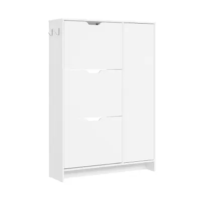 Omarica za čevlje s 3 predali in vrati Bela 84x24x121cm FSR220-W