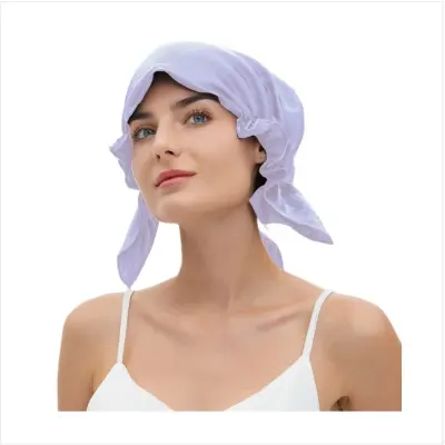 Tanka svilena spalna kapica - mehka, dihalna z elastiko Purple