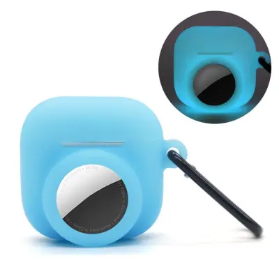2-v-1 silikonski ovitek za AirPods in AirTag, proti udarcem Blue