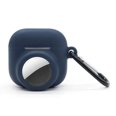 2-v-1 silikonski ovitek za AirPods in AirTag, proti udarcem Dark Blue