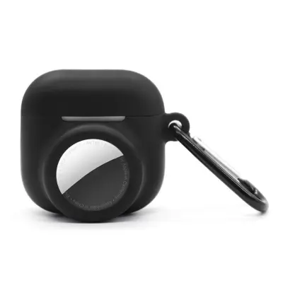2-v-1 silikonski ovitek za AirPods in AirTag, proti udarcem Black