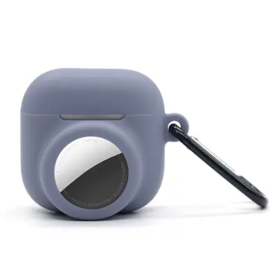 2-v-1 silikonski ovitek za AirPods in AirTag, proti udarcem Gray