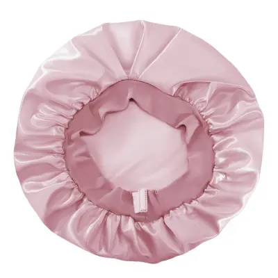 Prilagodljiva brezšivna kapa za spanje z občutkom svile – elastični bonnet za zaščito las Pink