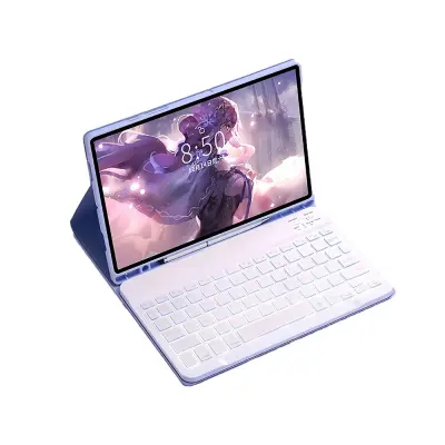 Kompatibilno s Samsung Galaxy Tab S7+/S7 Plus 12.4-palčni vijolični etui s tipkovnico Bluetooth