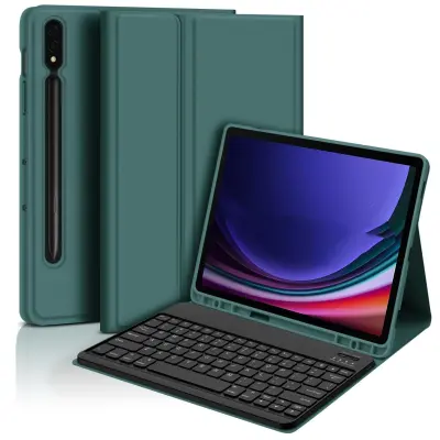 Združljivo ohišje tipkovnice Bluetooth + tipkovnica za Samsung Tab S10 FE Plus 13,1-palčni 2025 - temno zelena