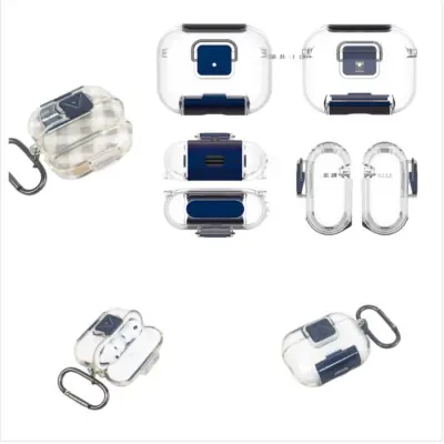 Zaščitni ovitek za Apple AirPods Pro 3 - TPU s ključavnico in stojalom Transparent