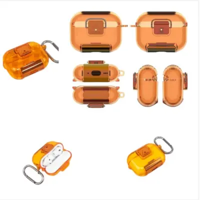 Zaščitni ovitek za Apple AirPods Pro 3 - TPU s ključavnico in stojalom Orange