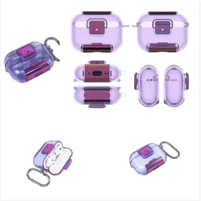 Zaščitni ovitek za Apple AirPods Pro 3 - TPU s ključavnico in stojalom Purple