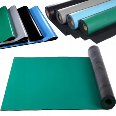 Antistatična ESD Mat 1,2 M X 10 M – Zelena, 2 Mm Debelina | Naravna Guma, Hitro Odvajanje Statike