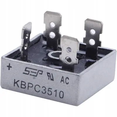 KBPC5010 Mostni Usmernik – Usmernikov Most 50A 1000V | Dimenzije 29x29x11mm, Hlajenje Po Radiatorju