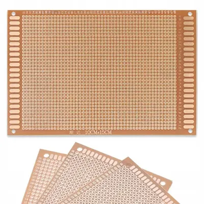 Enostranska Univerzalna Prototipska Tiskana Plošča 100 X 150 Mm – THT Montaža, Raster 2,54 Mm, 4 Montažni Luknji